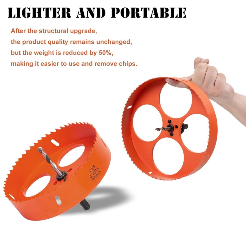 VIKITON 5-3/4 Inch Hole Saw with Arbor for Wood Metal Plastic, 5.75 in Bimetal Hole Cutter, Fast Chip Removal, Smooth Flat Drilling Edge, Lighter and Portable - Image 2